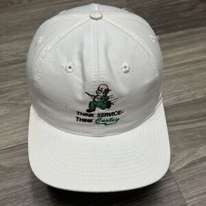 Vintage 90s Lightning Snapback Hat White Promo Worker Chore Baseball Cap Minimal